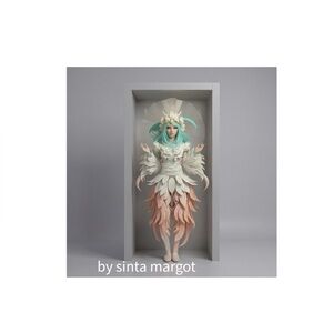HANDCRAFTED digital art print with lamination Whimsical Pastel Fantasy figure